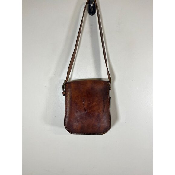 Vintage Saddle Bag Brown Leather Purse Shoulder Strap Brown Western Retro 60s - Picture 8 of 14